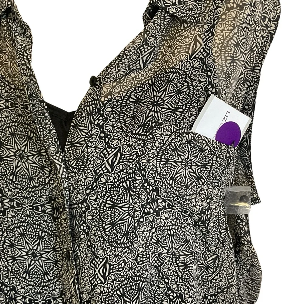Liz Claiborne black & white Semi-sheer Top with black camisole. Size XL. NWT - Picture 10 of 11